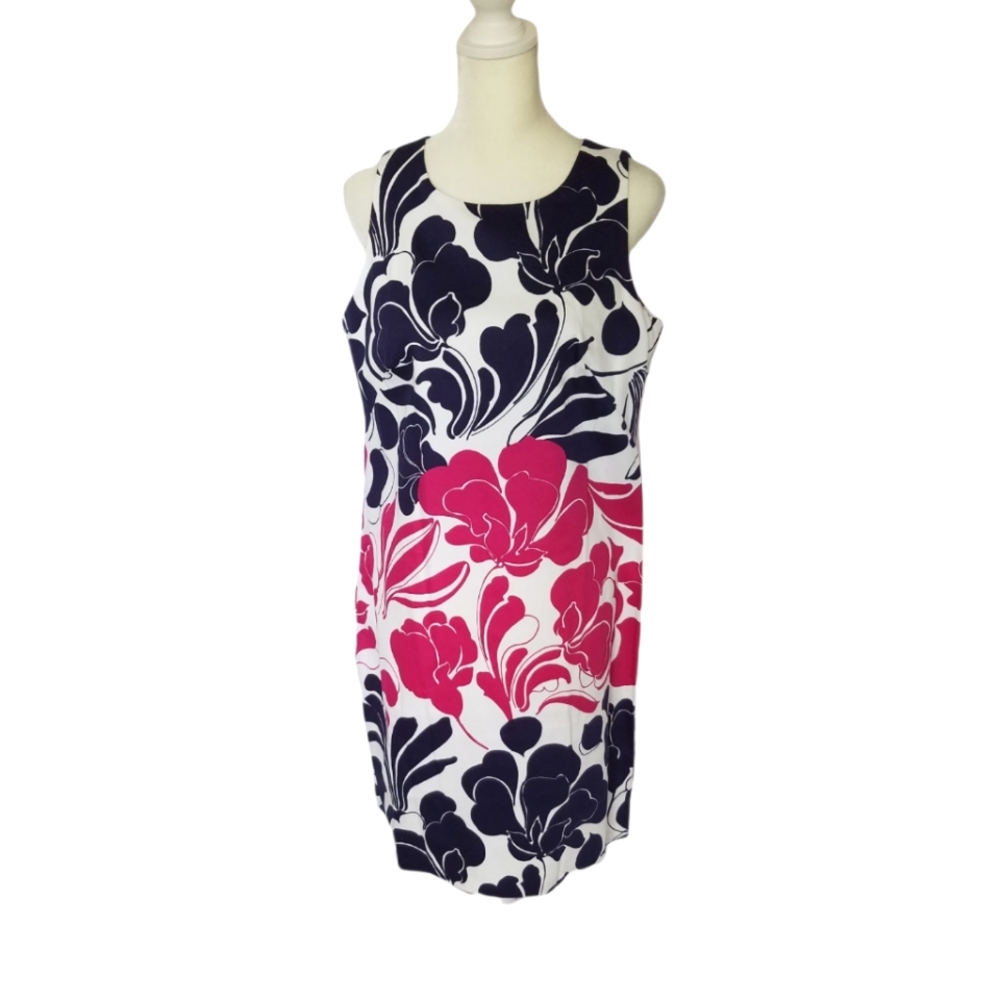 NEW London Times Sleeveless Tropical Print Dress Size 8